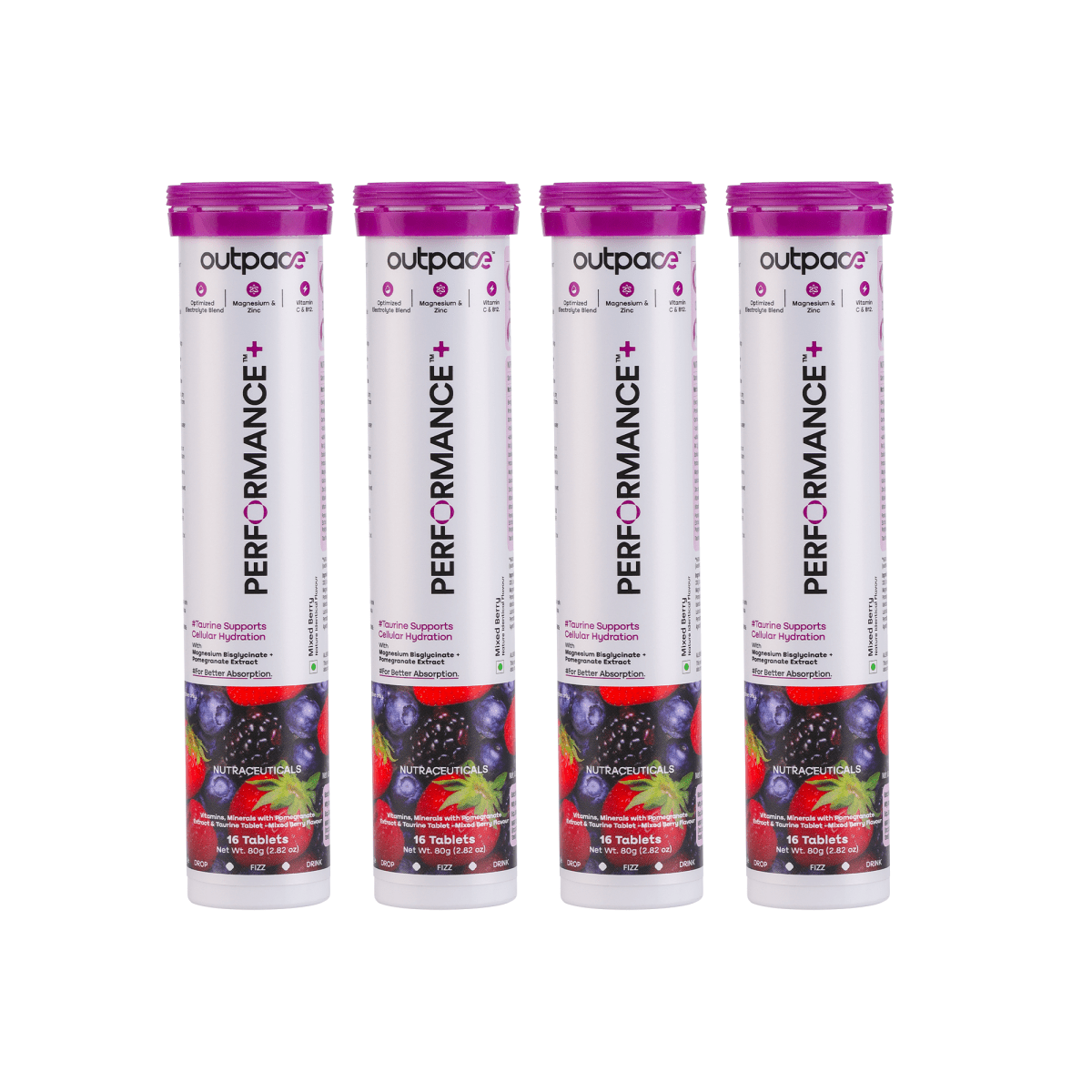 Performance+ Combo Pack — 4x Mixed Berry (4 Tubes) - Outpace